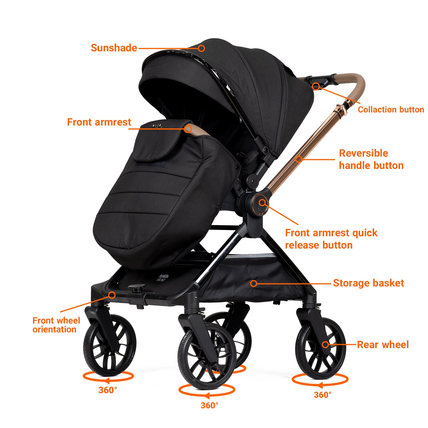 Kidilo D900 Luxury Baby Stroller – Foldable Stylish Travel Pram