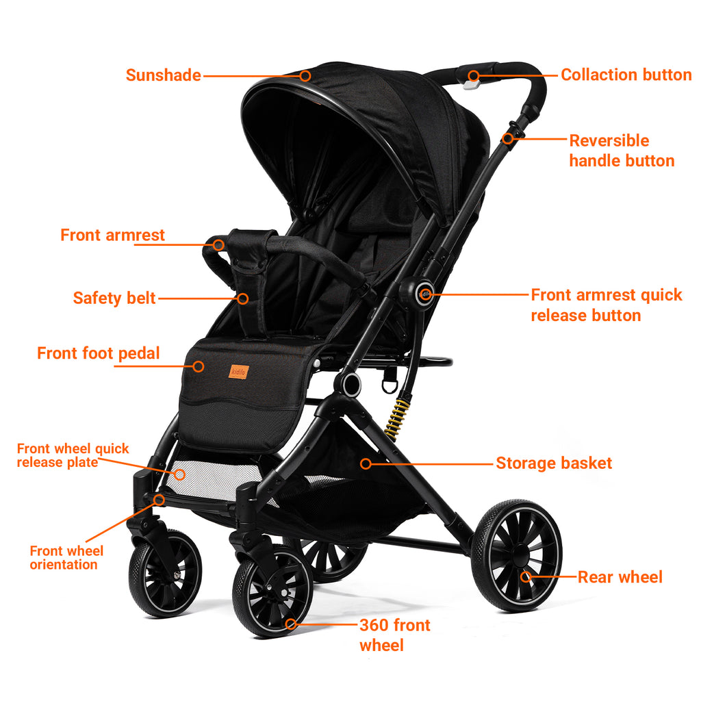 Kidilo 6530 Baby Stroller – Reversible Handle Foldable Pram