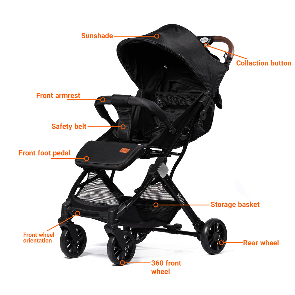 Kidilo K8 Baby Stroller – Lightweight Foldable Infant Pram