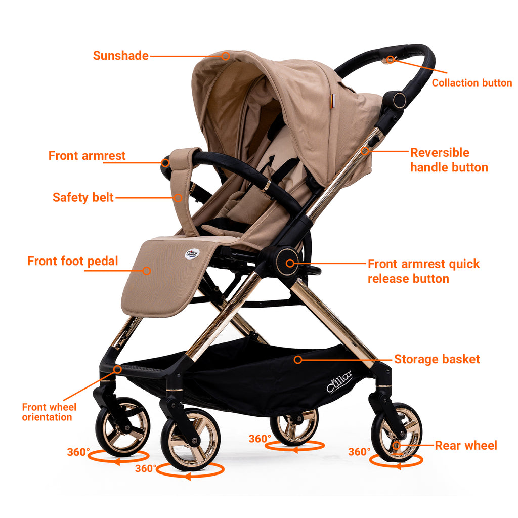 Cullar S1004 Baby Stroller – Compact Reversible Handle Pram