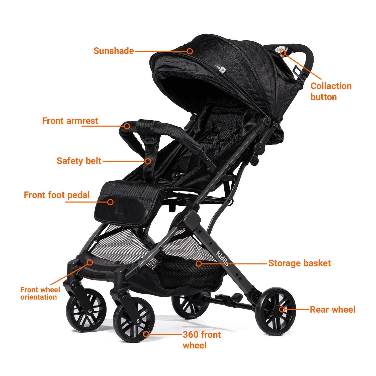 Kidilo K8Pro Baby Stroller – Lightweight Foldable Travel Pram