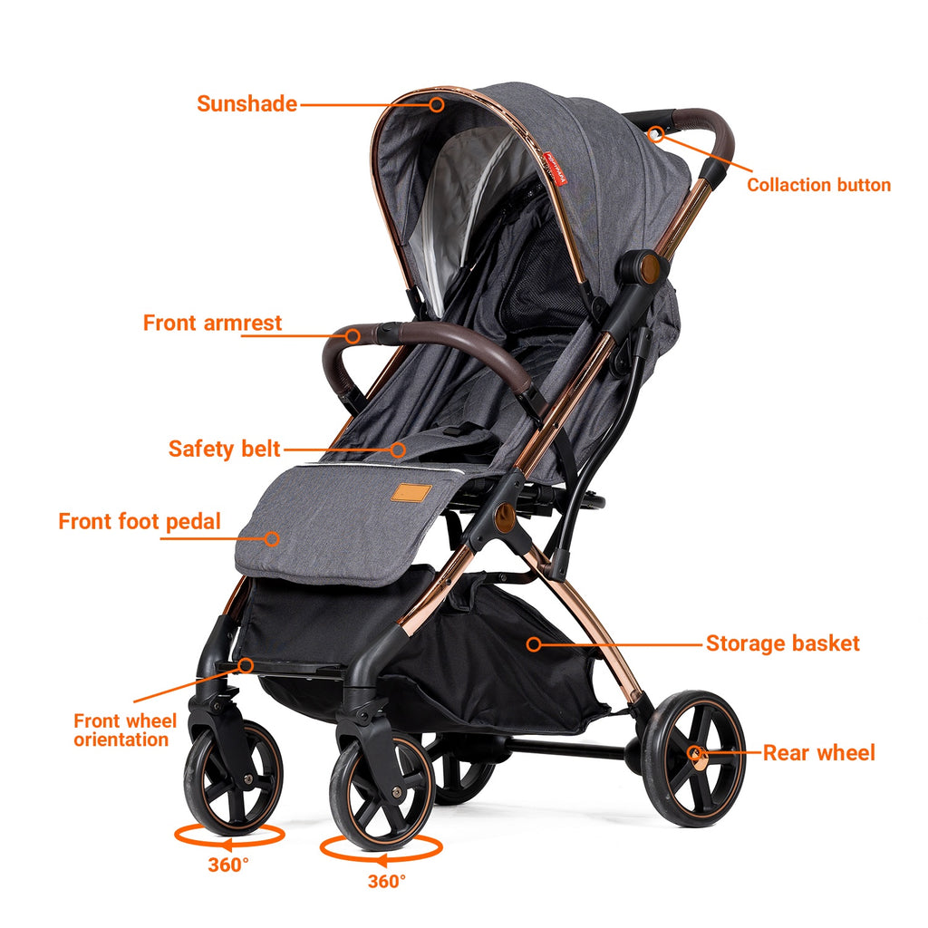 Ultra Luxury & Lightweight Compact Travel Stroller and  Comfortable, Foldable Stroller for Infants & Toddlers Up to 5 Years | Perfect Baby Travel Gear, Umbrella Baby Stroller