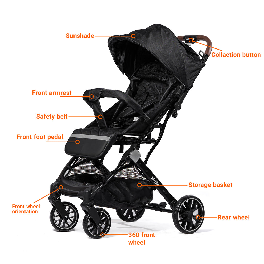 Kidilo K9G Travel Stroller – Lightweight Compact Umbrella Pram