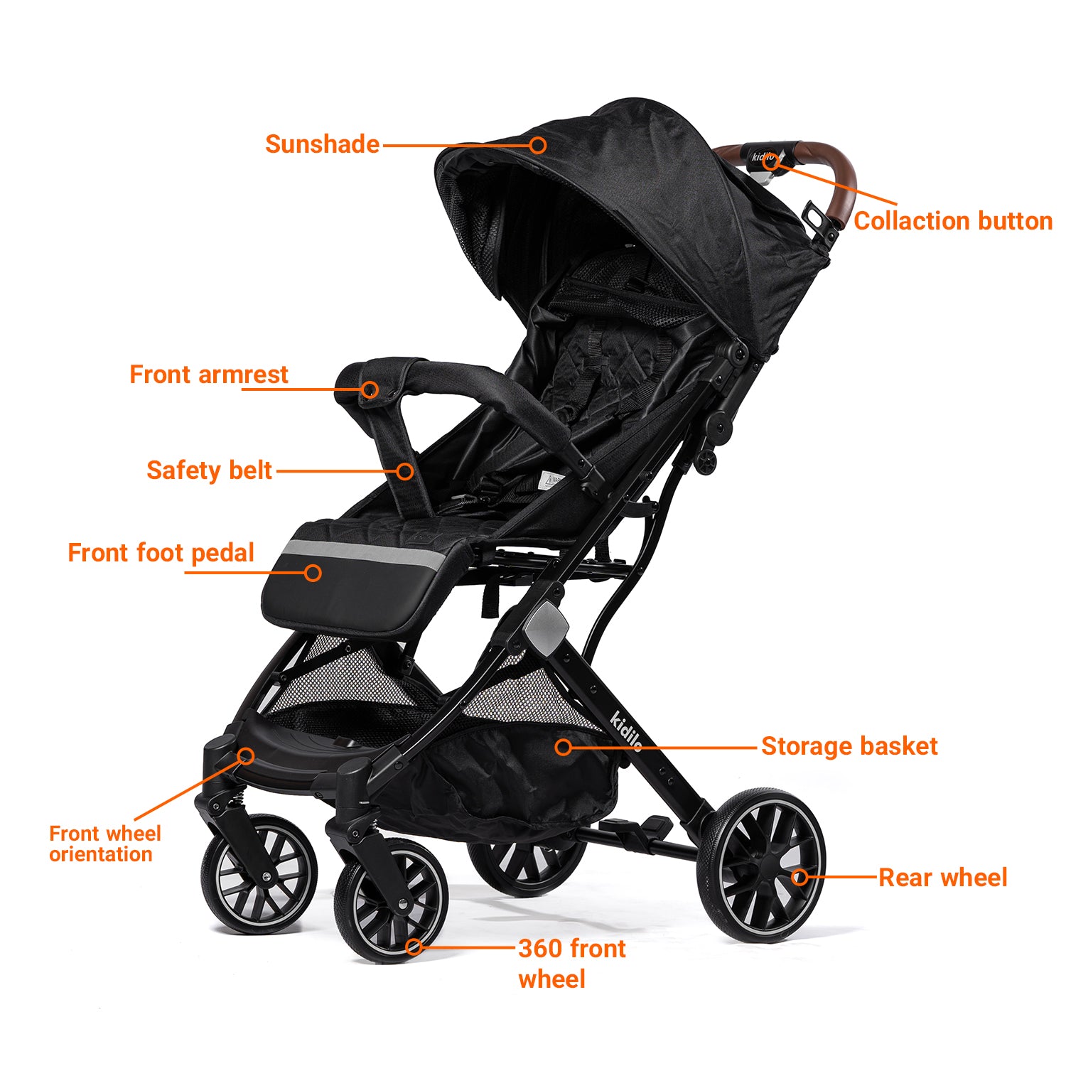 Kidilo K9G Travel Stroller – Lightweight Compact Umbrella Pram