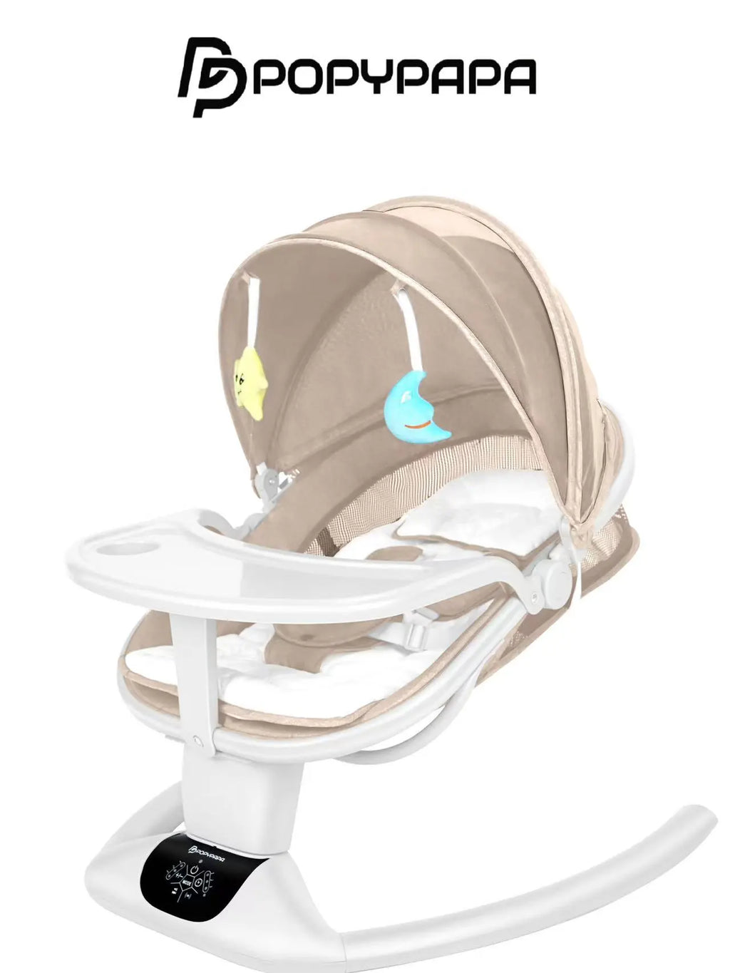 POPYPAPA Electric Baby Rocker Chair With Soothing Motion, Canopy & Feeding Tray