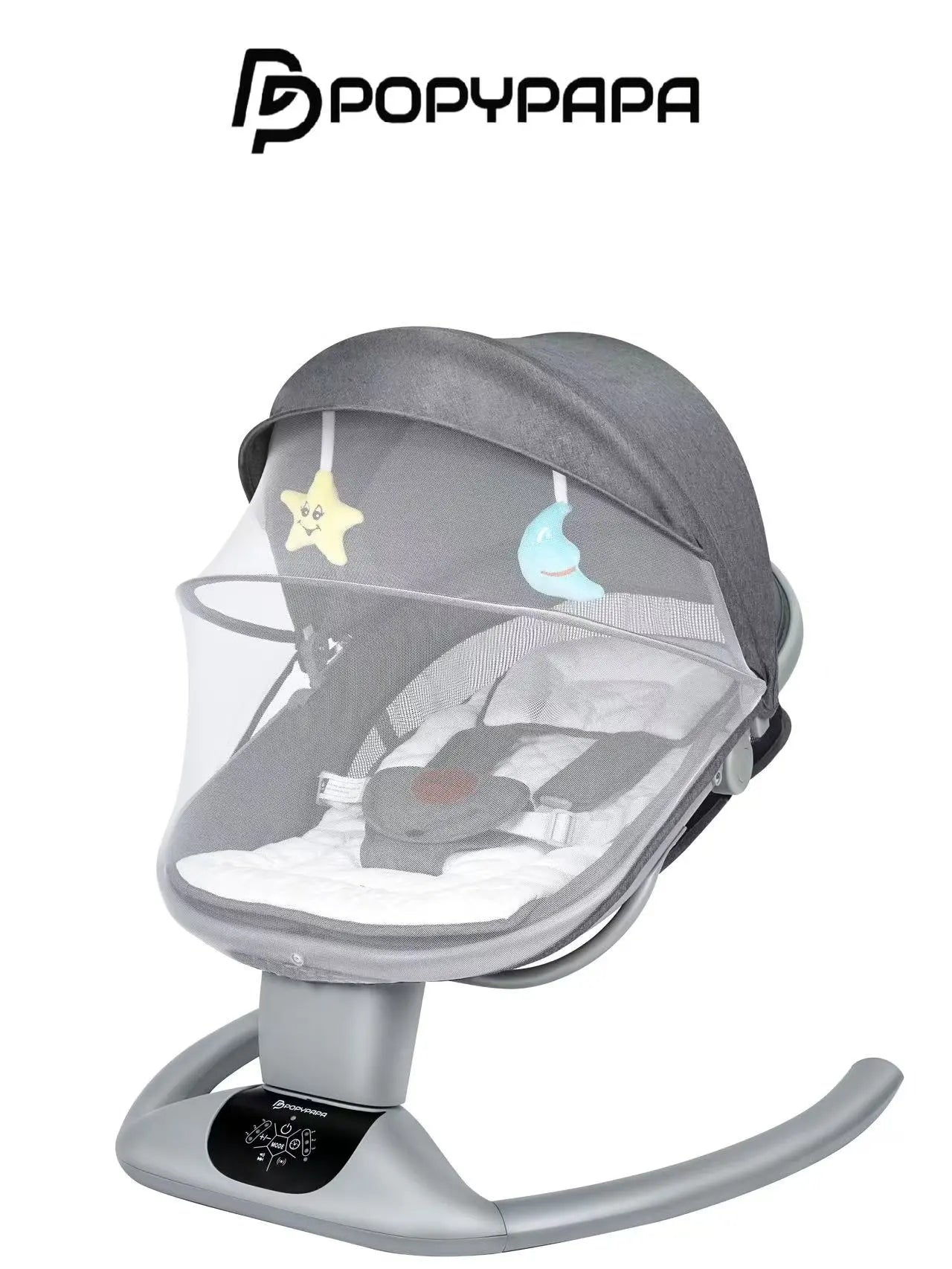 POPYPAPA Electric Baby Rocker Chair With Soothing Motion, Canopy & Feeding Tray