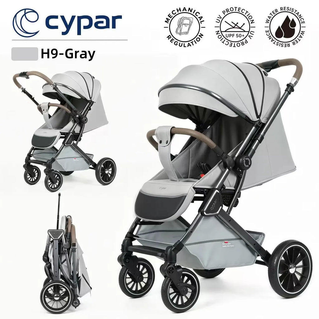 Cypar H9 Premium Foldable Baby Stroller With Mechanical Recline, UPF 50+ Canopy, Safety Harness And Travel-Friendly Compact Design