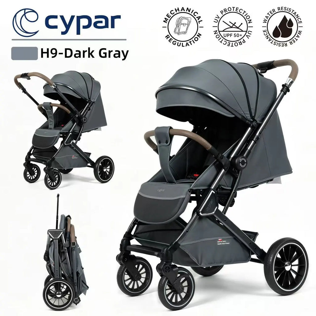 Cypar H9 Premium Foldable Baby Stroller With Mechanical Recline, UPF 50+ Canopy, Safety Harness And Travel-Friendly Compact Design