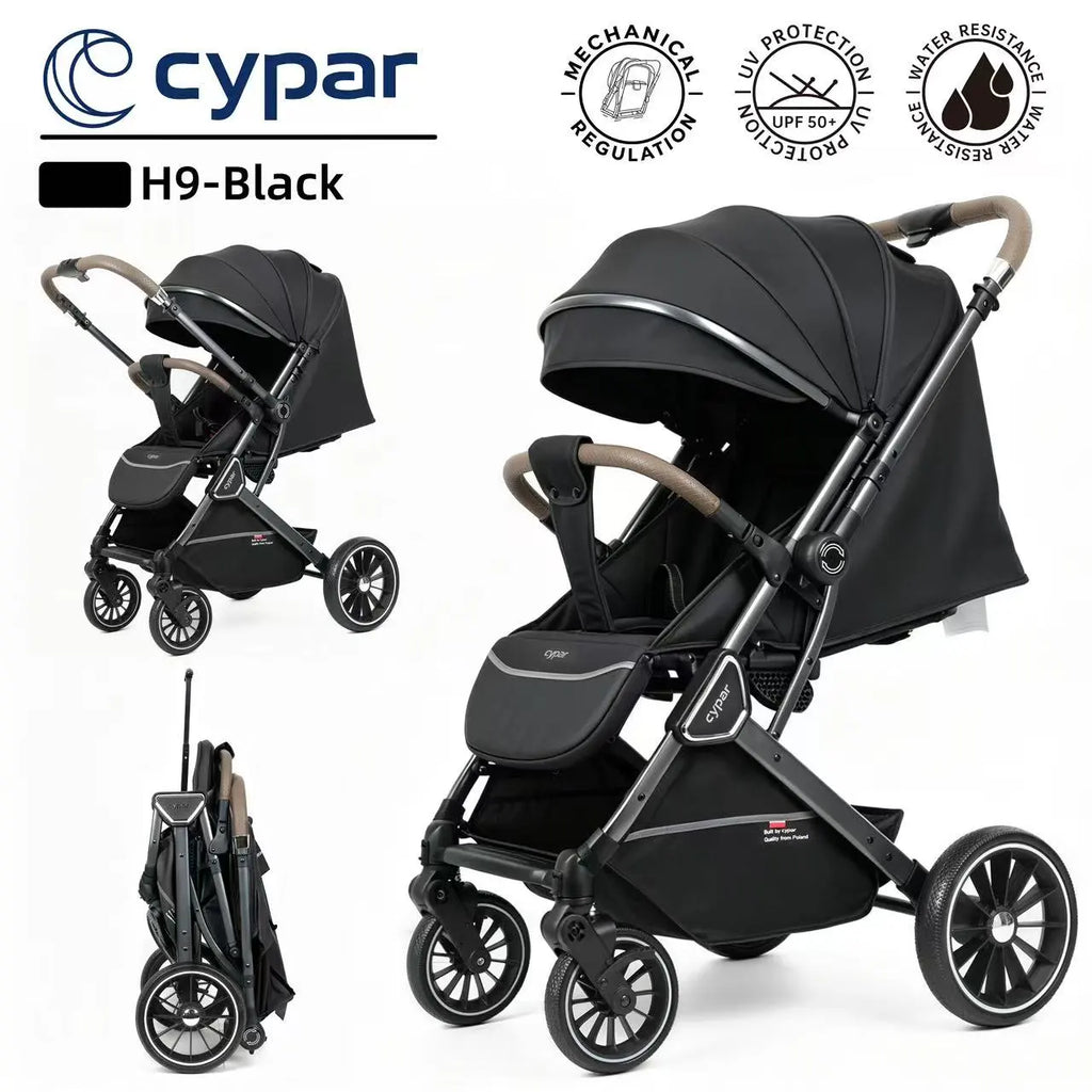 Cypar H9 Premium Foldable Baby Stroller With Mechanical Recline, UPF 50+ Canopy, Safety Harness And Travel-Friendly Compact Design