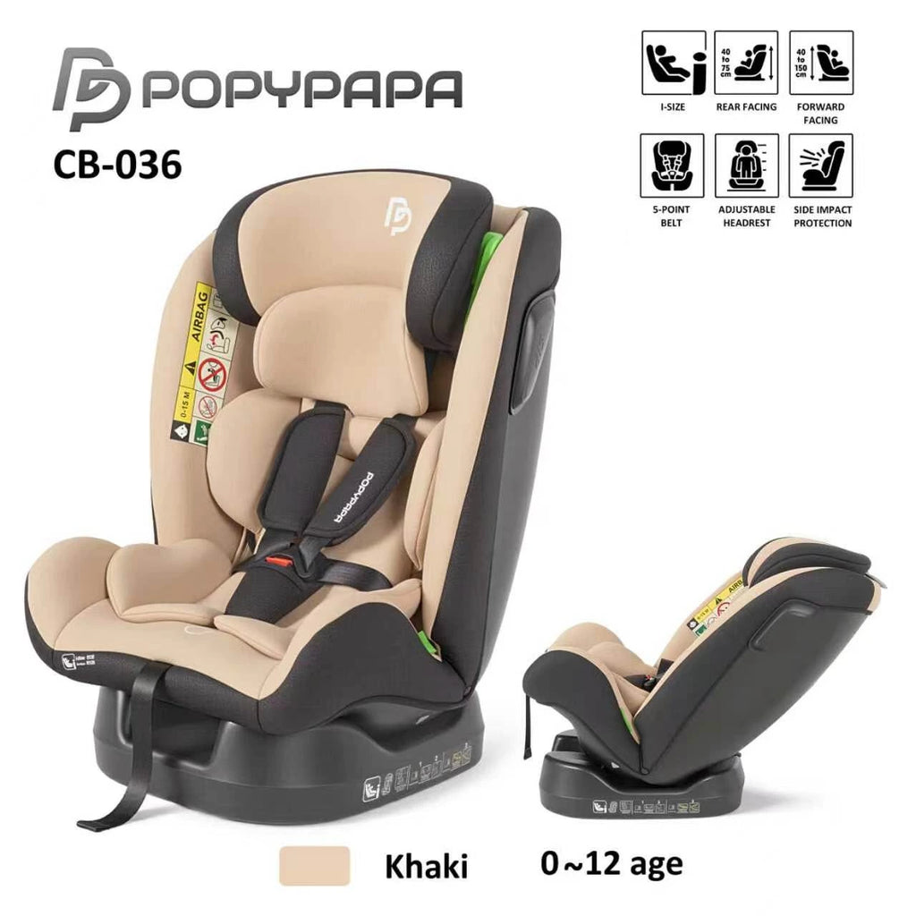 PopyPapa CB-036 i-Size Baby & Child Car Seat – Rear & Forward Facing, 5-Point Harness & Side Impact Protection