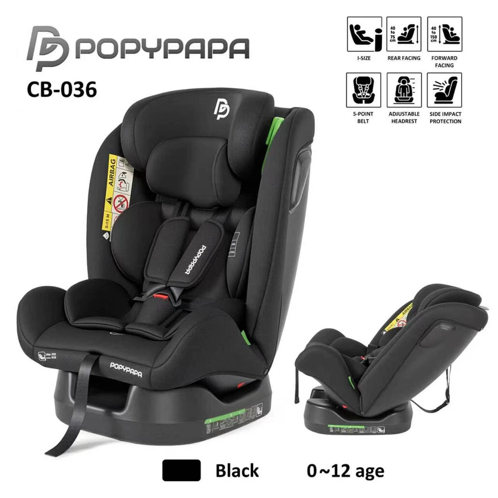 PopyPapa CB-036 i-Size Baby & Child Car Seat – Rear & Forward Facing, 5-Point Harness & Side Impact Protection