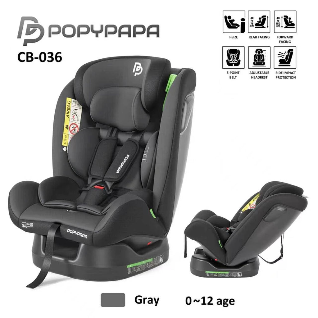 PopyPapa CB-036 i-Size Baby & Child Car Seat – Rear & Forward Facing, 5-Point Harness & Side Impact Protection
