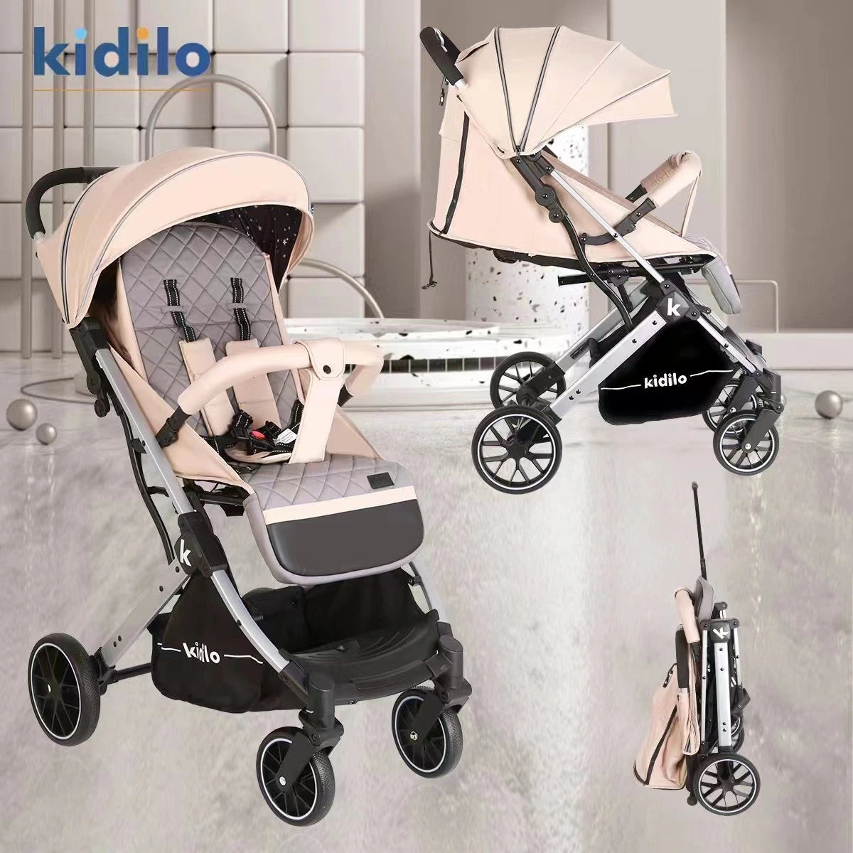 KIDILO K12 Lightweight Baby Stroller | Compact Fold Forward-Facing Pushchair | Everyday Urban Stroller UAE