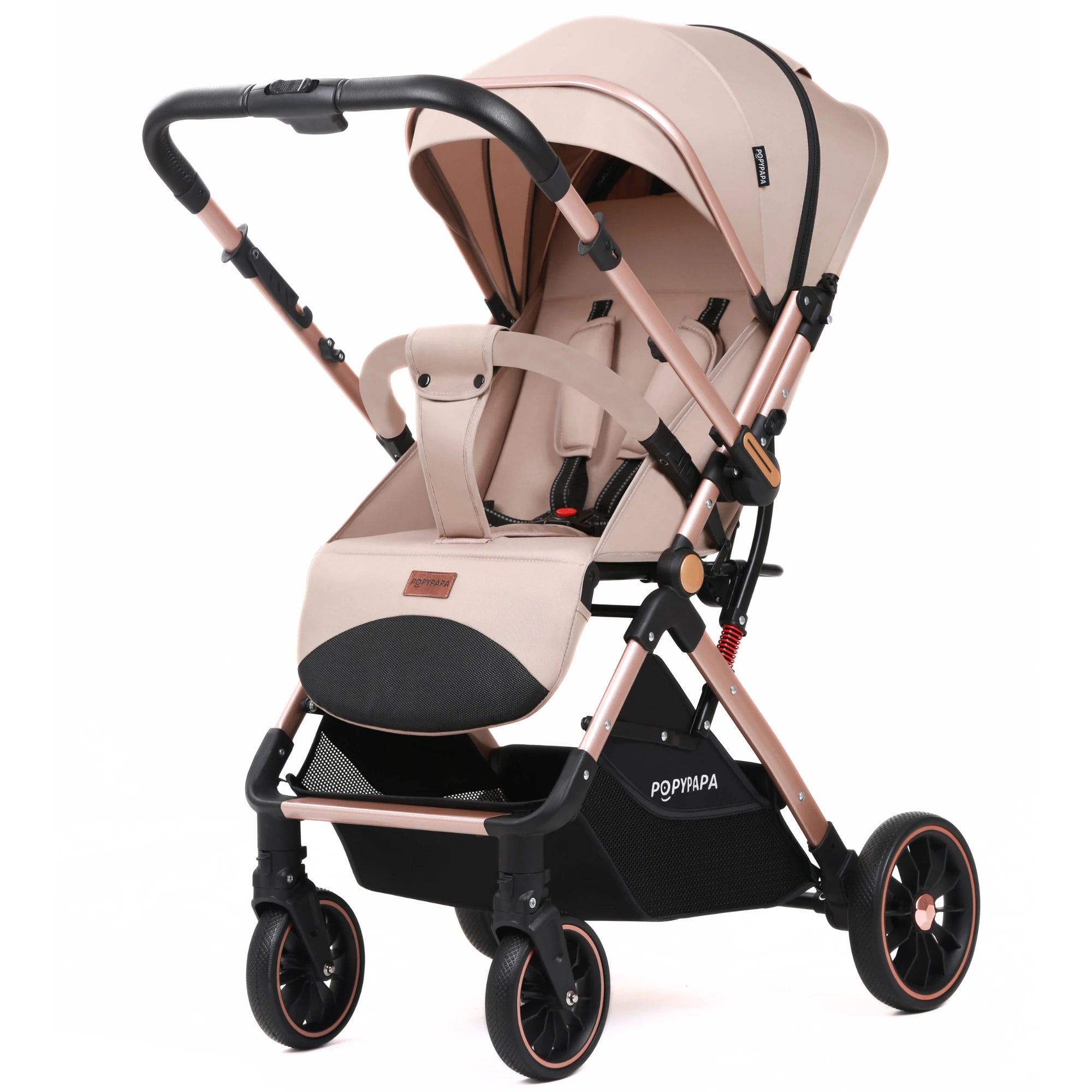 Papypapa Lightweight Baby Stroller – Foldable Travel Stroller with Multi-Position Recline, Adjustable Footrest, Large Canopy & Storage Basket