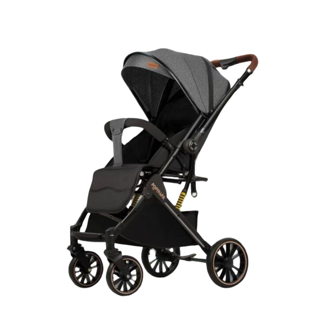 Popypapa Baby Stroller – Comfortable Daily Use Stroller with Full Sun Canopy, Reclining Seat, Adjustable Footrest, 360° Swivel Wheels & Large Storage Basket