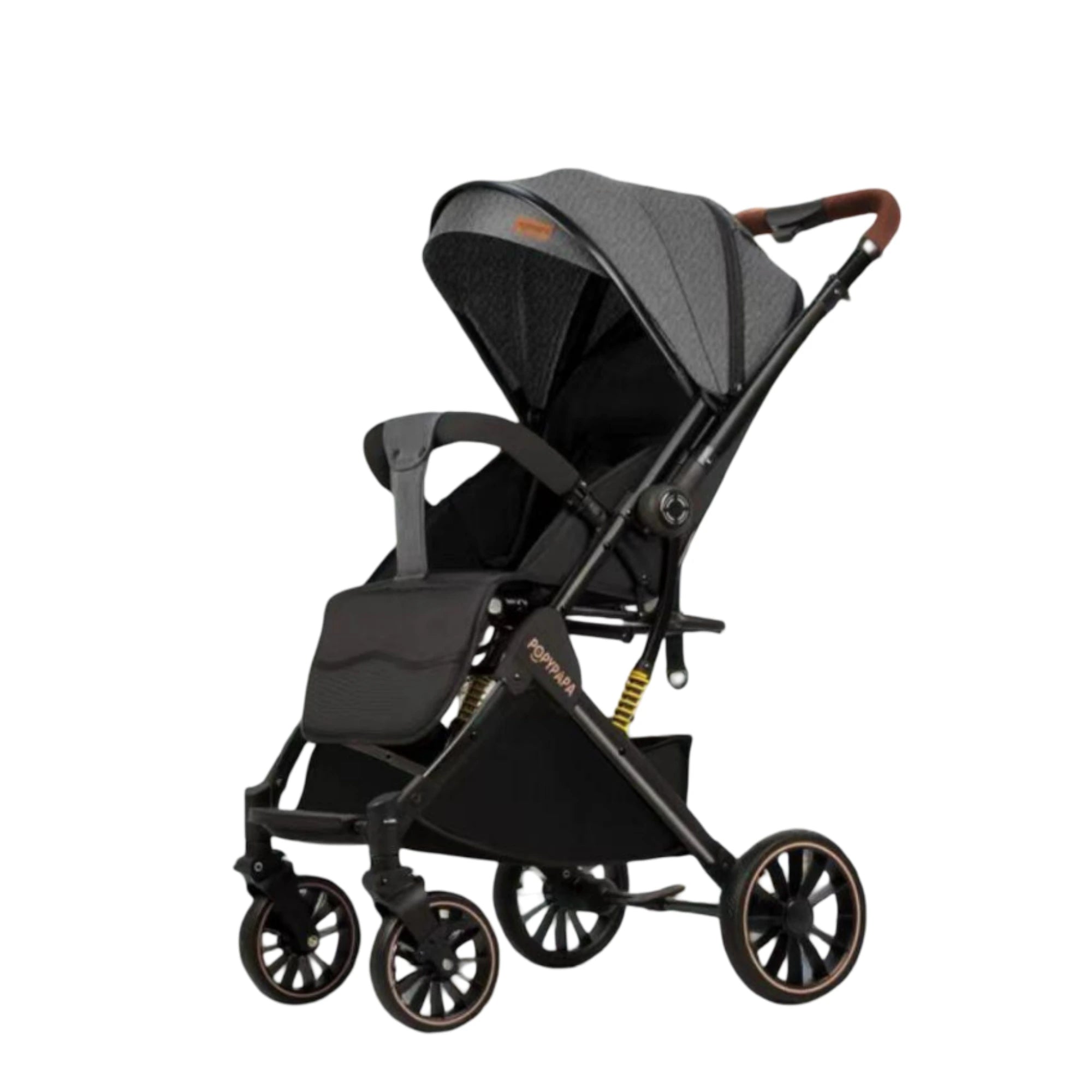 Popypapa Baby Stroller – Comfortable Daily Use Stroller with Full Sun Canopy, Reclining Seat, Adjustable Footrest, 360° Swivel Wheels & Large Storage Basket