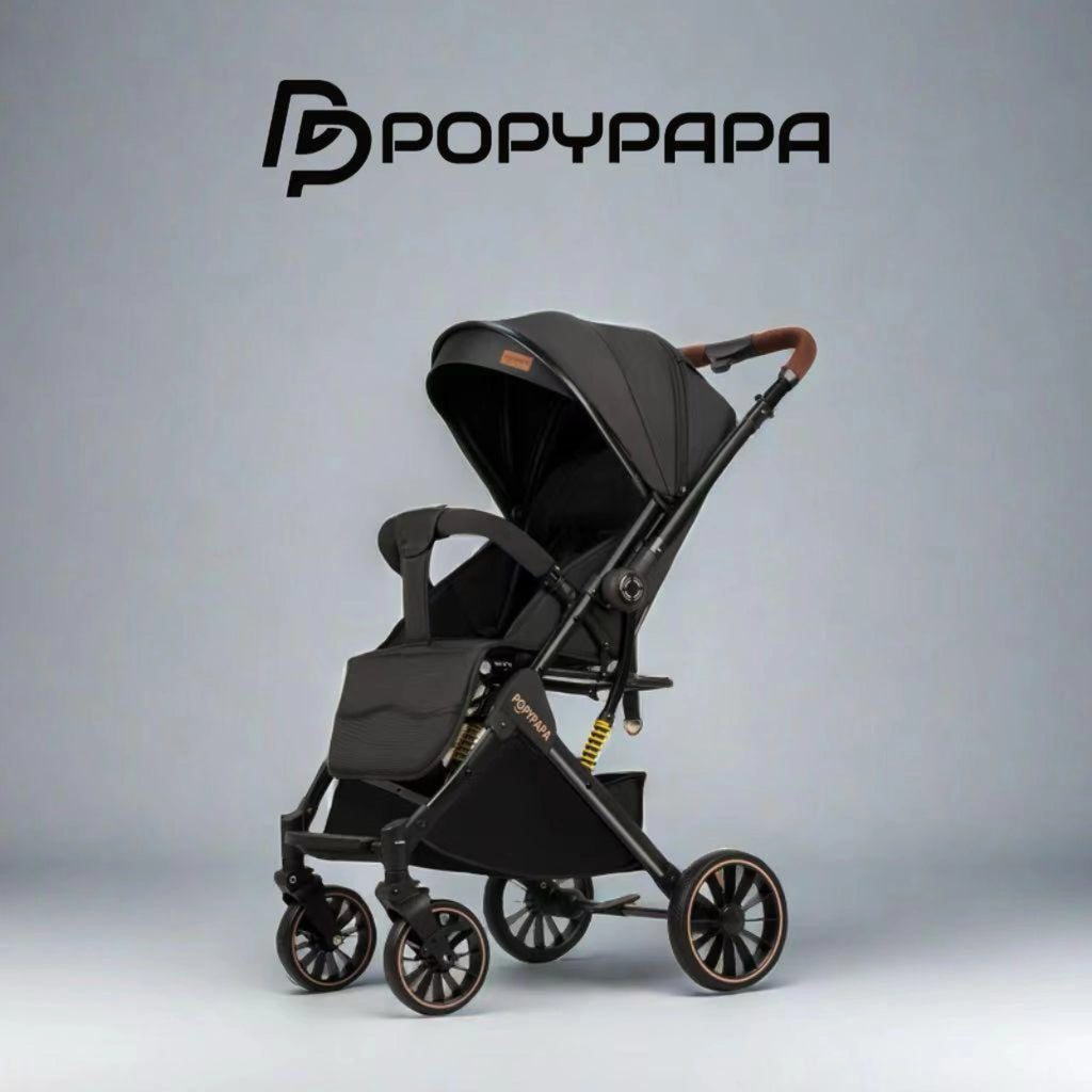 Popypapa Baby Stroller – Comfortable Daily Use Stroller with Full Sun Canopy, Reclining Seat, Adjustable Footrest, 360° Swivel Wheels & Large Storage Basket