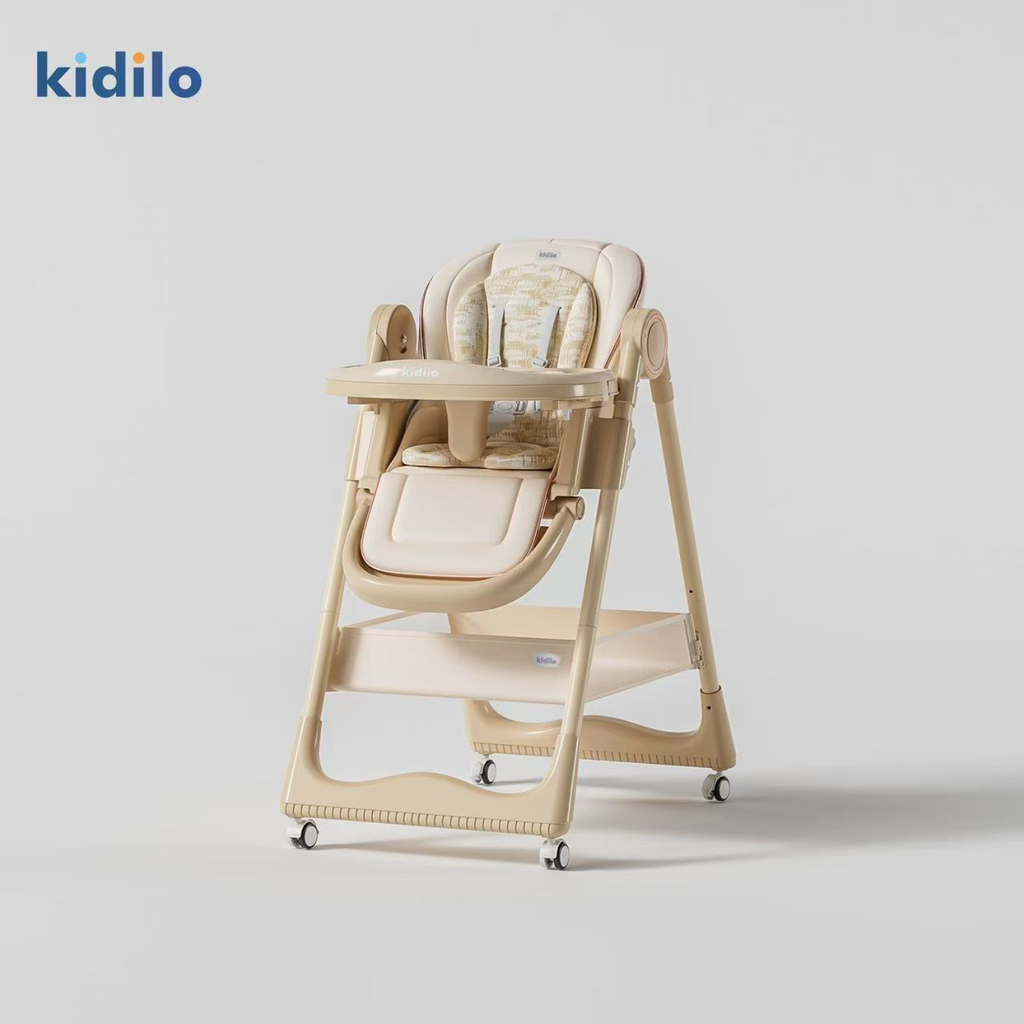 Kidilo High Chair for Baby | Adjustable Height Feeding Chair | Easy to Clean with Removable Tray | Comfortable Cushioned Seat | Foldable Design with Storage Space | Ideal for Infants and Toddlers |