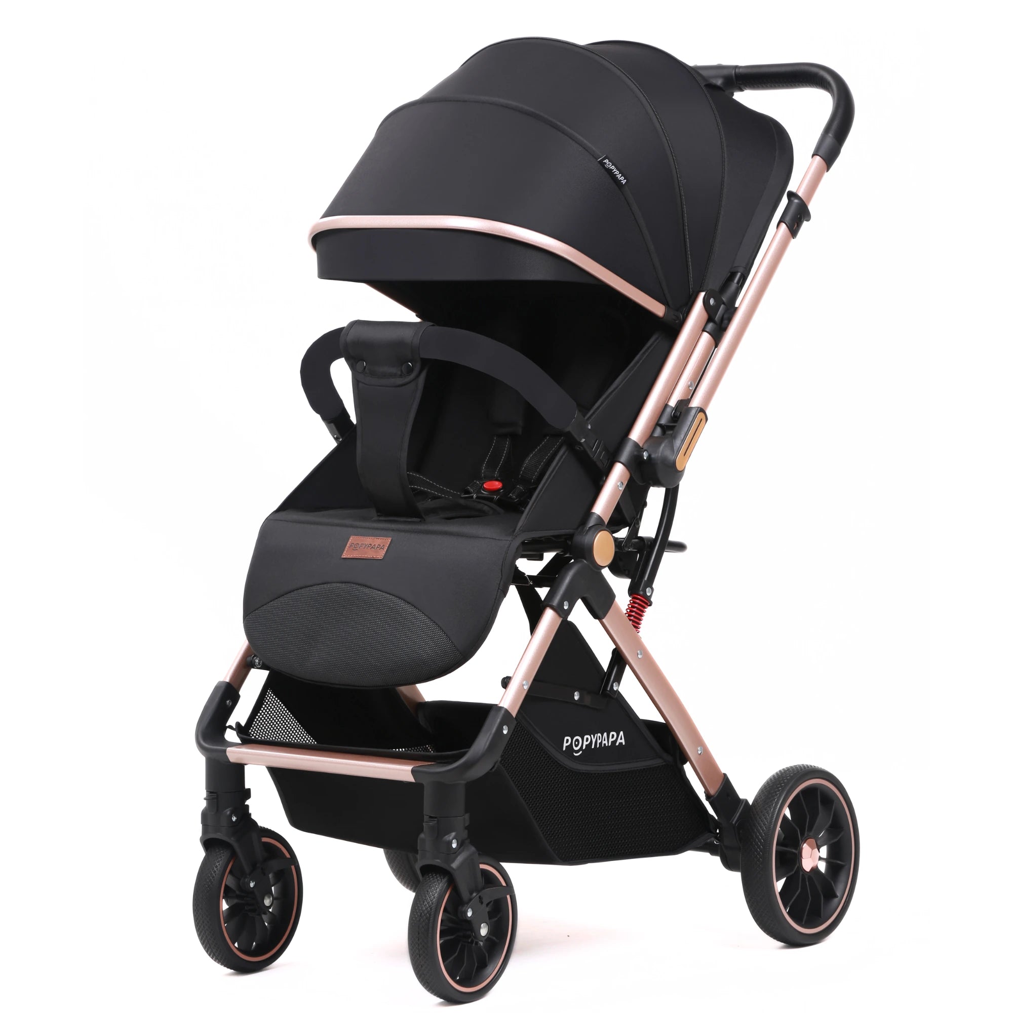 Papypapa Lightweight Baby Stroller – Foldable Travel Stroller with Multi-Position Recline, Adjustable Footrest, Large Canopy & Storage Basket