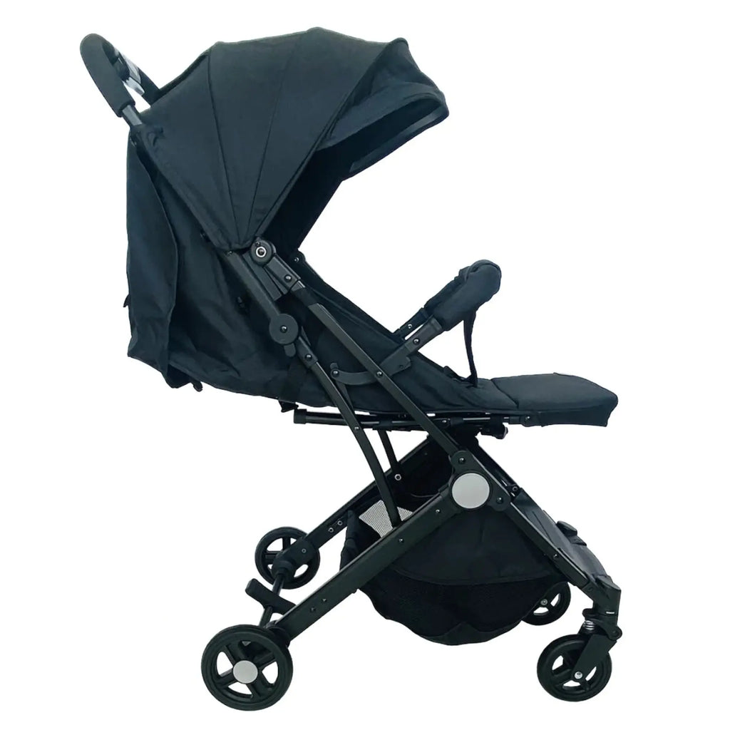 Papypapa Compact Baby Stroller with Trolley Handle – Lightweight Foldable Travel Stroller with Multi-Position Recline, Large Canopy & Storage Basket