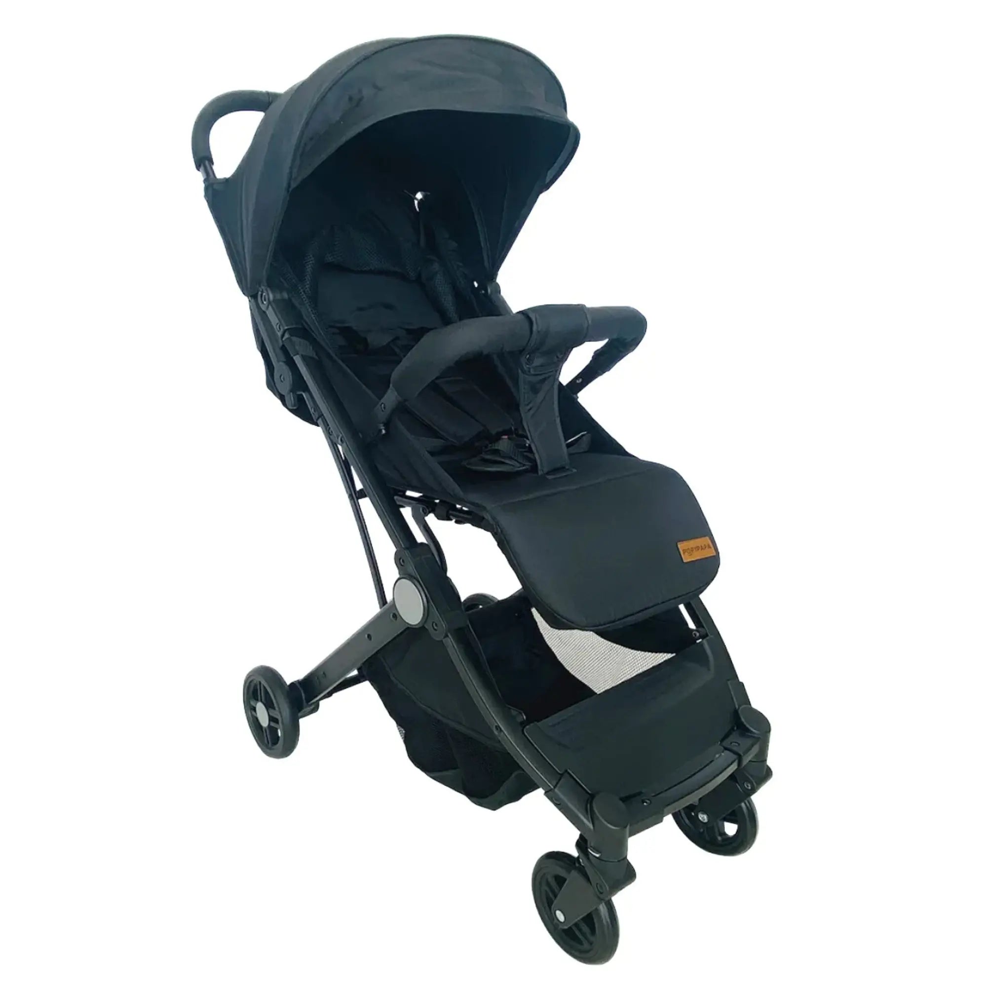 Papypapa Compact Baby Stroller with Trolley Handle – Lightweight Foldable Travel Stroller with Multi-Position Recline, Large Canopy & Storage Basket