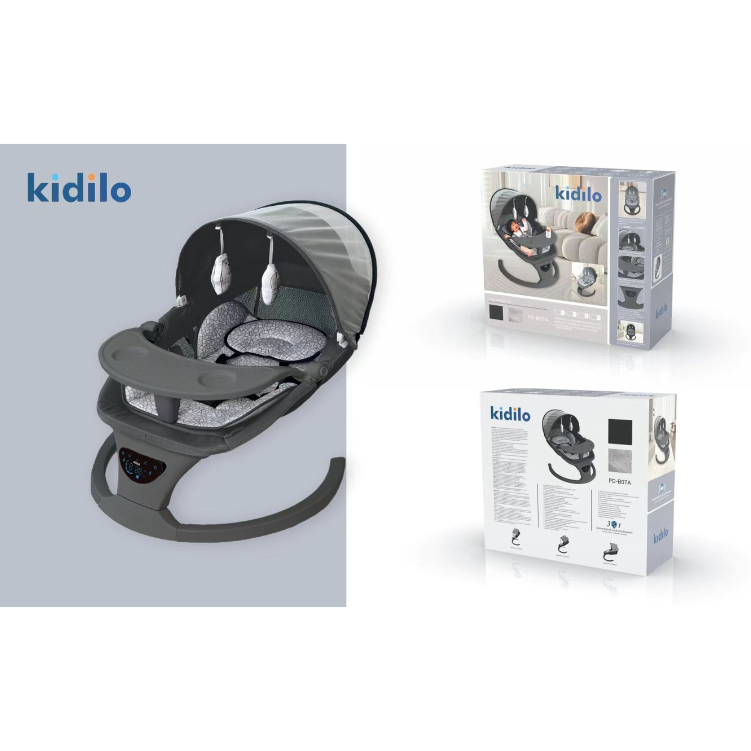 Kidilo Electric Baby Swing – Ergonomic Soothing Rocker with Music