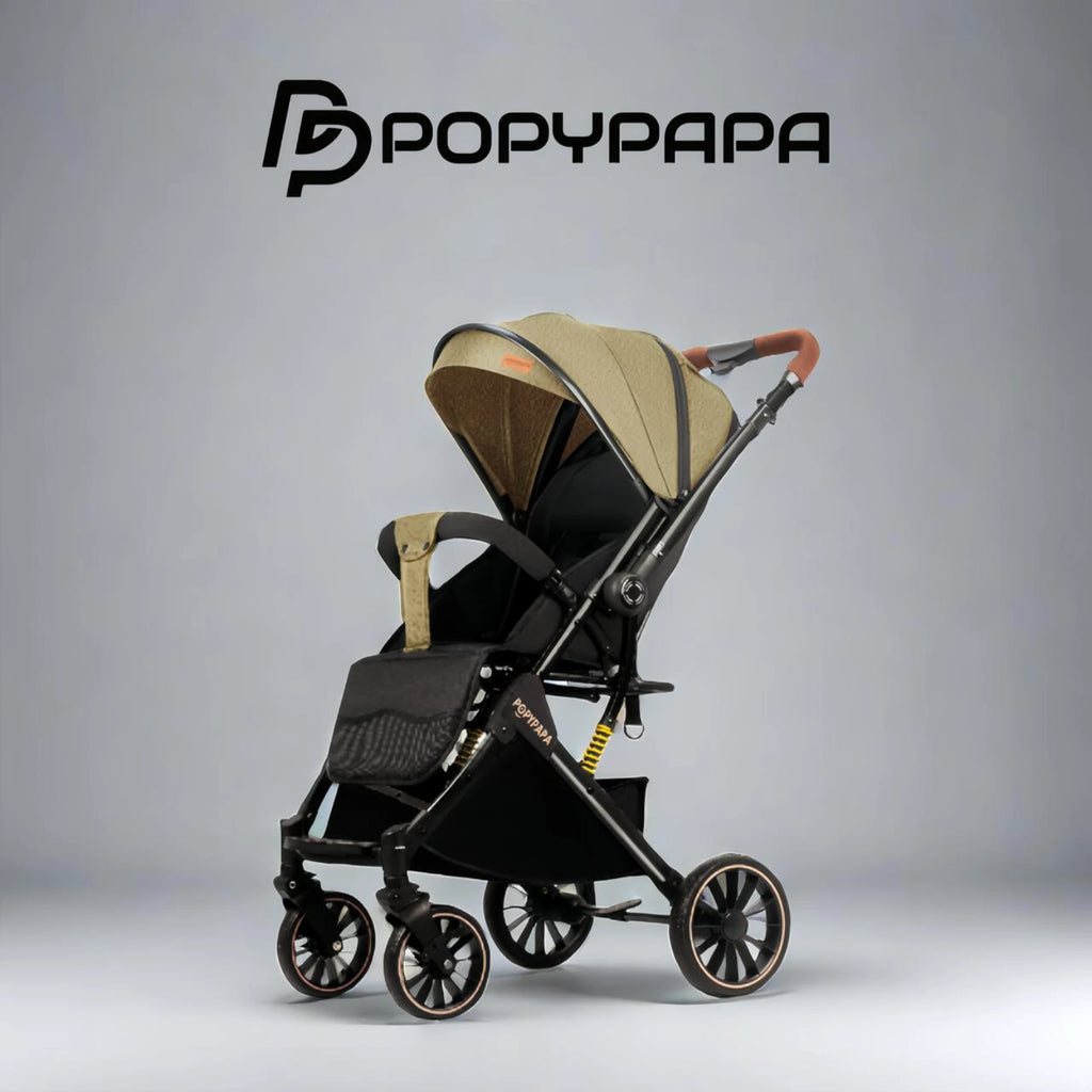 Popypapa Baby Stroller – Comfortable Daily Use Stroller with Full Sun Canopy, Reclining Seat, Adjustable Footrest, 360° Swivel Wheels & Large Storage Basket