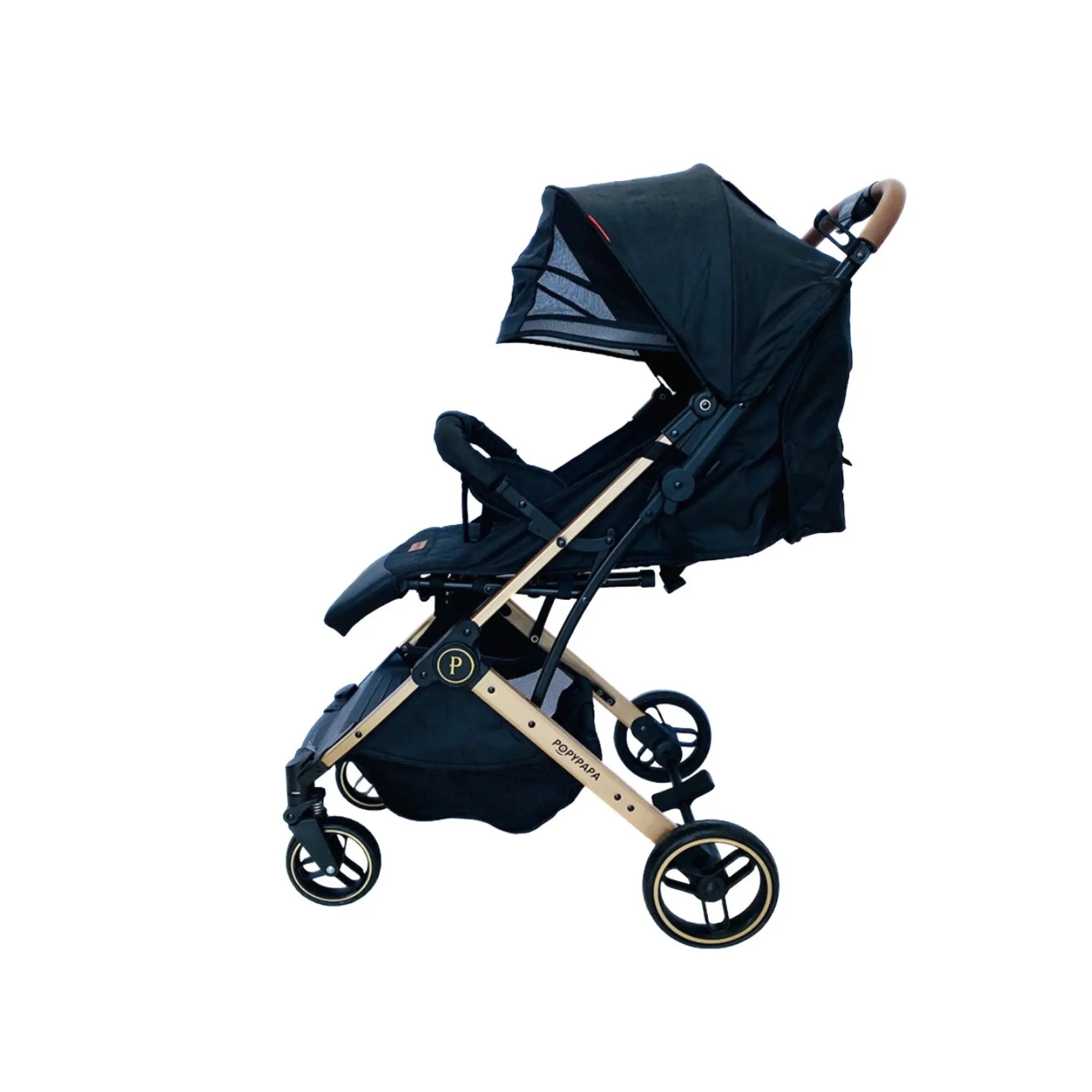 Papypapa Lightweight Baby Stroller – Compact Foldable Travel Stroller with Large Sun Canopy, 5-Point Safety Harness & Storage Basket