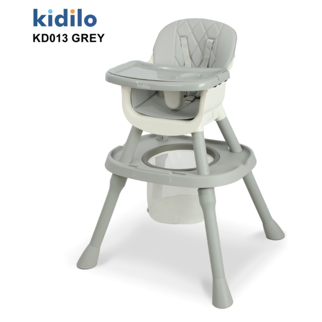 Kidilo KD013 2-in-1 Baby High Chair to Toddler Table Set | Removable Feeding Tray with Cup Holder | 5-Point Harness | Easy-Clean Seat | Storage Basket | Anti-Slip Feet