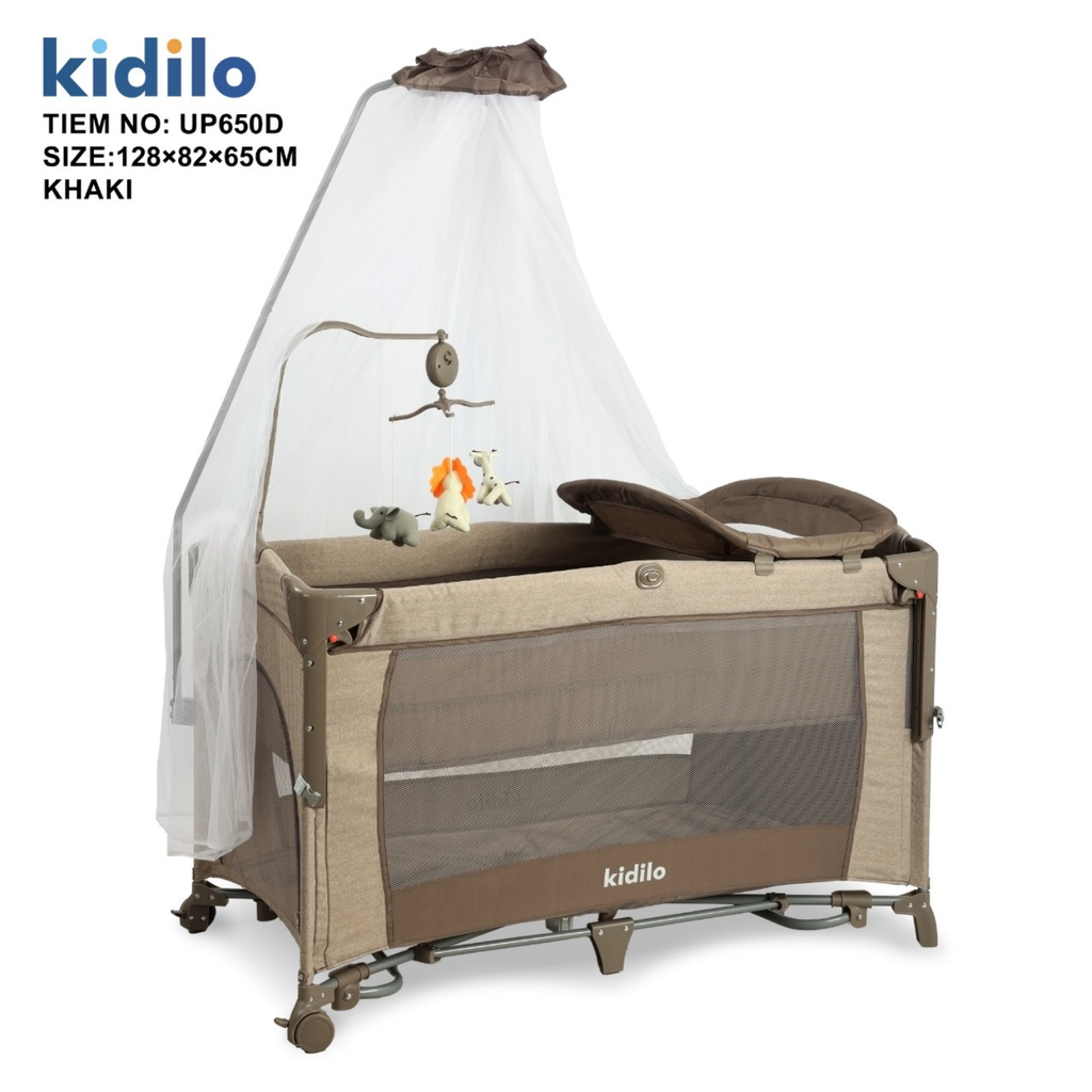 Kidilo Portable Baby Bed | Adjustable Co-Sleeping Baby Bed with Rocking Motion | Foldable Bassinet with Wheels for Easy Mobility | Breathable Mesh Sides for Airflow & Washable Fabric  Detachable Side for Convenient Night Feedings | Includes Storage Basket
