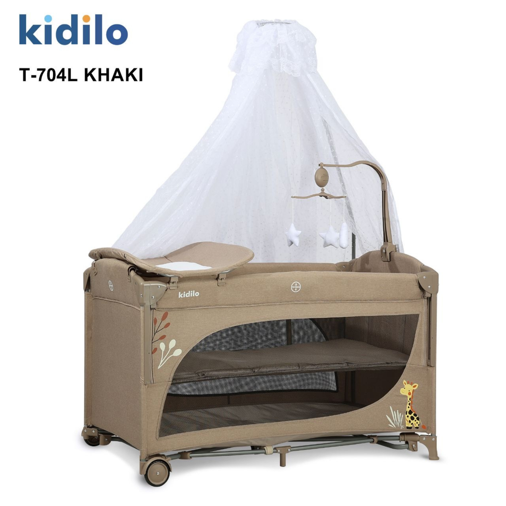 Kidilo Portable Baby Bed | Adjustable Co-Sleeping Bed with Rocking Motion | Foldable Baby Bed with Wheels | Breathable Mesh Sides & Washable Fabric | Easy Setup & Storage Basket | Ideal for Newborns