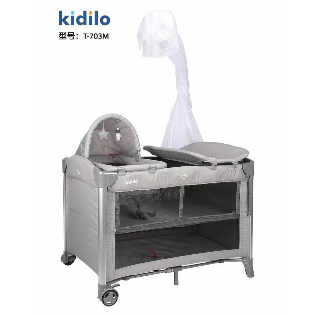 Kidilo Portable Baby Bed | Adjustable Co-Sleeping Bassinet with Rocking Feature | Foldable Baby Bed with Wheels | Breathable Mesh Sides | Detachable Side for Easy Access | Washable Fabric & Storage Baske