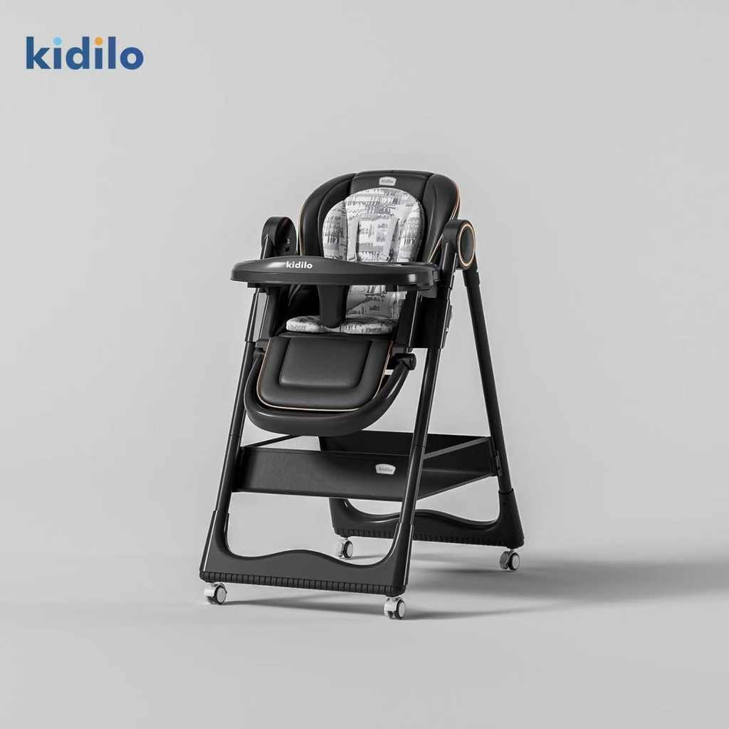 Kidilo High Chair for Baby | Adjustable Height Feeding Chair | Easy to Clean with Removable Tray | Comfortable Cushioned Seat | Foldable Design with Storage Space | Ideal for Infants and Toddlers |