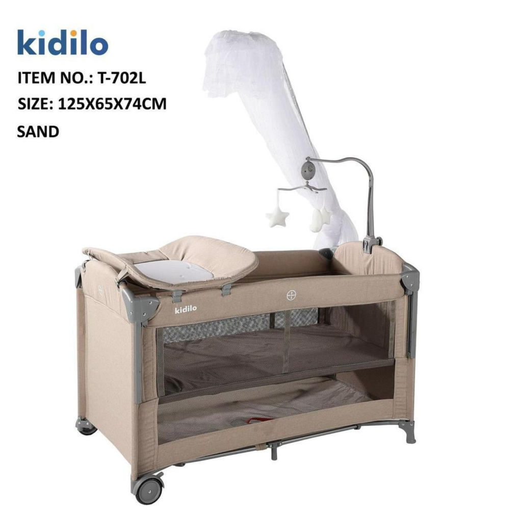 Kidilo Portable Baby Bed | Adjustable Co-Sleeping Bed with Rocking Motion | Foldable Design with Wheels | Breathable Mesh Sides & Washable Fabric | Easy Setup & Storage Basket | Ideal for Newborns