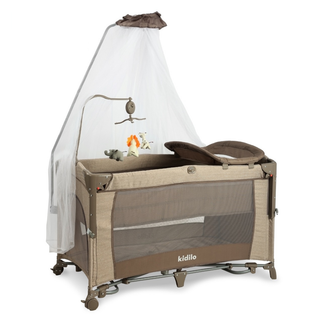 Kidilo Portable Baby Bed | Adjustable Co-Sleeping Baby Bed with Rocking Motion | Foldable Bassinet with Wheels for Easy Mobility | Breathable Mesh Sides for Airflow & Washable Fabric  Detachable Side for Convenient Night Feedings | Includes Storage Basket