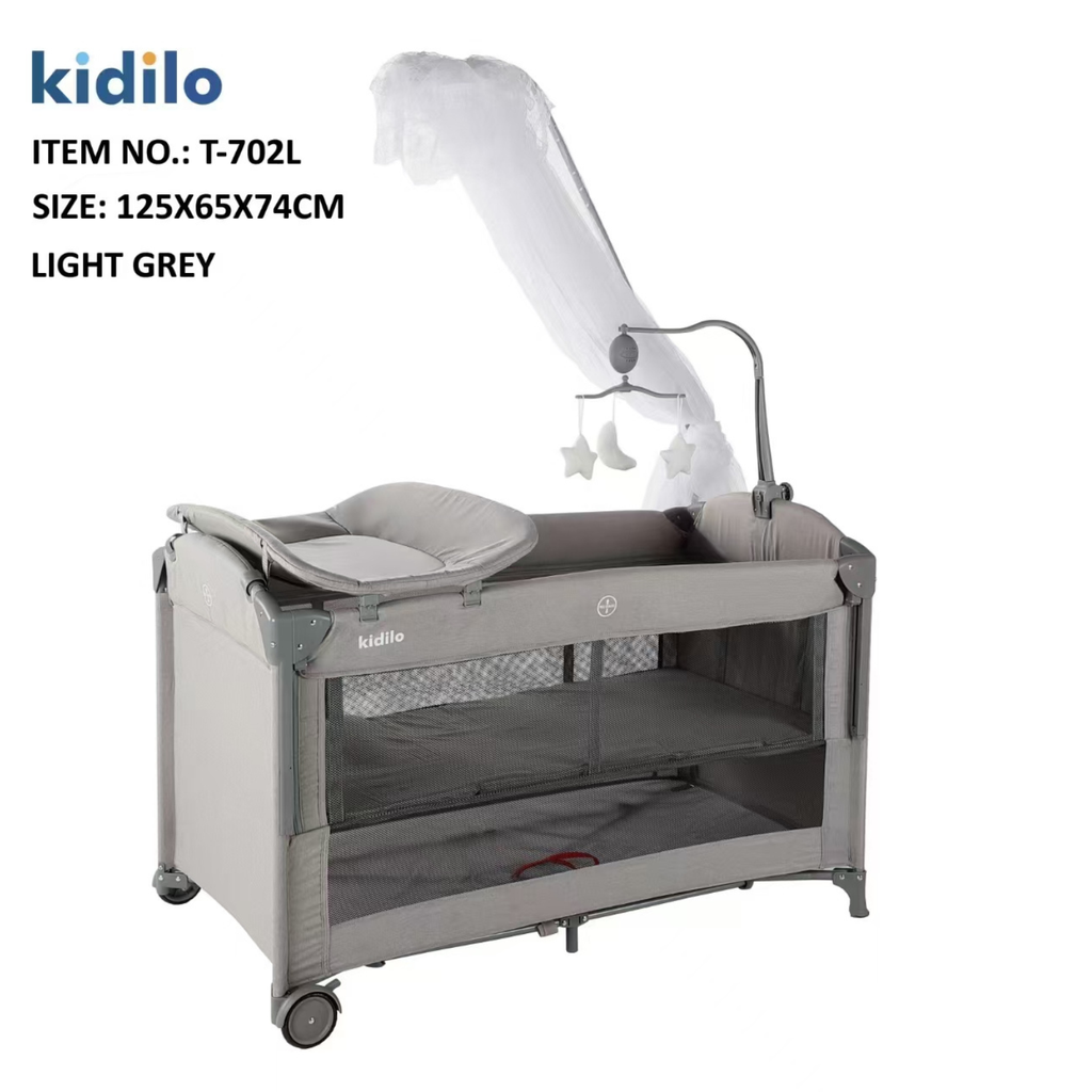Kidilo Portable Baby Bed | Adjustable Co-Sleeping Bed with Rocking Motion | Foldable Design with Wheels | Breathable Mesh Sides & Washable Fabric | Easy Setup & Storage Basket | Ideal for Newborns