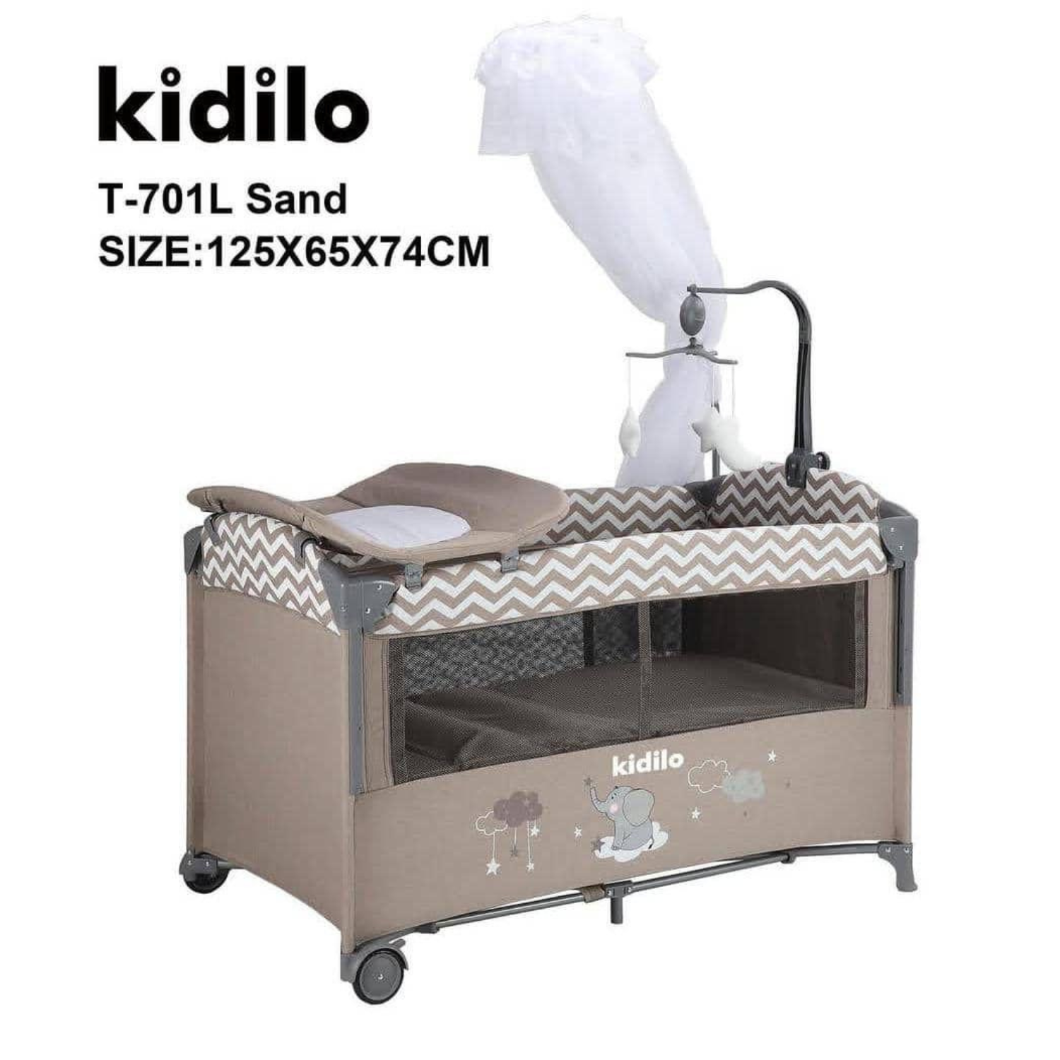 Kidilo Baby Bed | Adjustable Baby Crib with Breathable Mesh | Foldable Bassinet with Wheels | Portable Co-Sleeping Bed | Rocking Mode & Detachable Side | Easy Setup and Washable Fabric | Ideal for Newborns