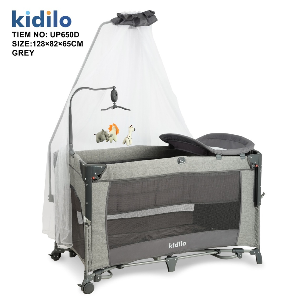 Kidilo Portable Baby Bed | Adjustable Co-Sleeping Baby Bed with Rocking Motion | Foldable Bassinet with Wheels for Easy Mobility | Breathable Mesh Sides for Airflow & Washable Fabric  Detachable Side for Convenient Night Feedings | Includes Storage Basket