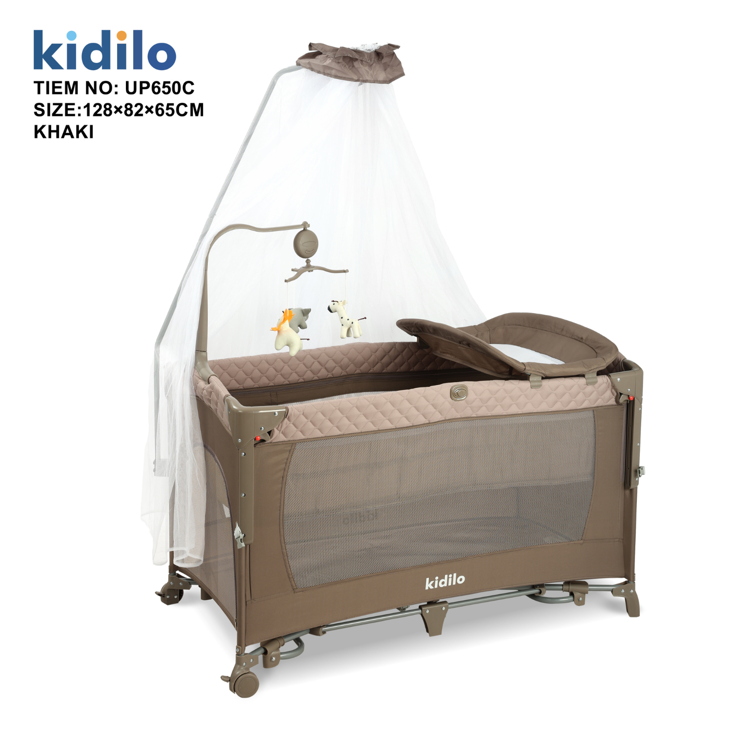 Kidilo Portable Baby Bed | Adjustable Co-Sleeping Bassinet with Rocking Feature | Foldable Design with Wheels | Breathable Mesh Sides & Washable Fabric | Detachable Side & Storage Baske