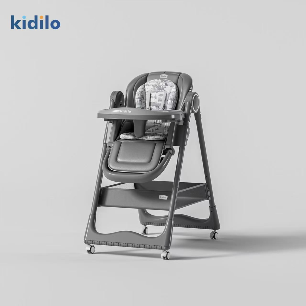 Kidilo High Chair for Baby | Adjustable Height Feeding Chair | Easy to Clean with Removable Tray | Comfortable Cushioned Seat | Foldable Design with Storage Space | Ideal for Infants and Toddlers |