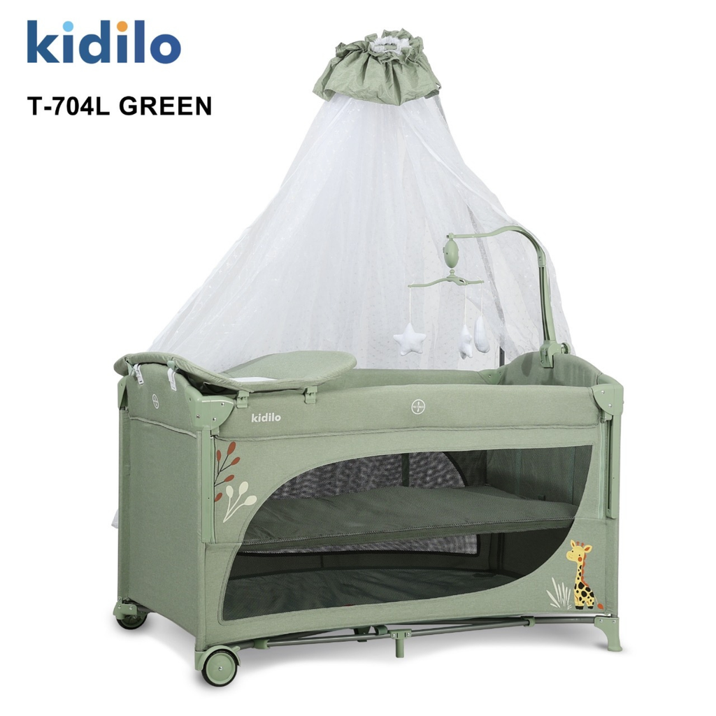 Kidilo Portable Baby Bed | Adjustable Co-Sleeping Bed with Rocking Motion | Foldable Baby Bed with Wheels | Breathable Mesh Sides & Washable Fabric | Easy Setup & Storage Basket | Ideal for Newborns