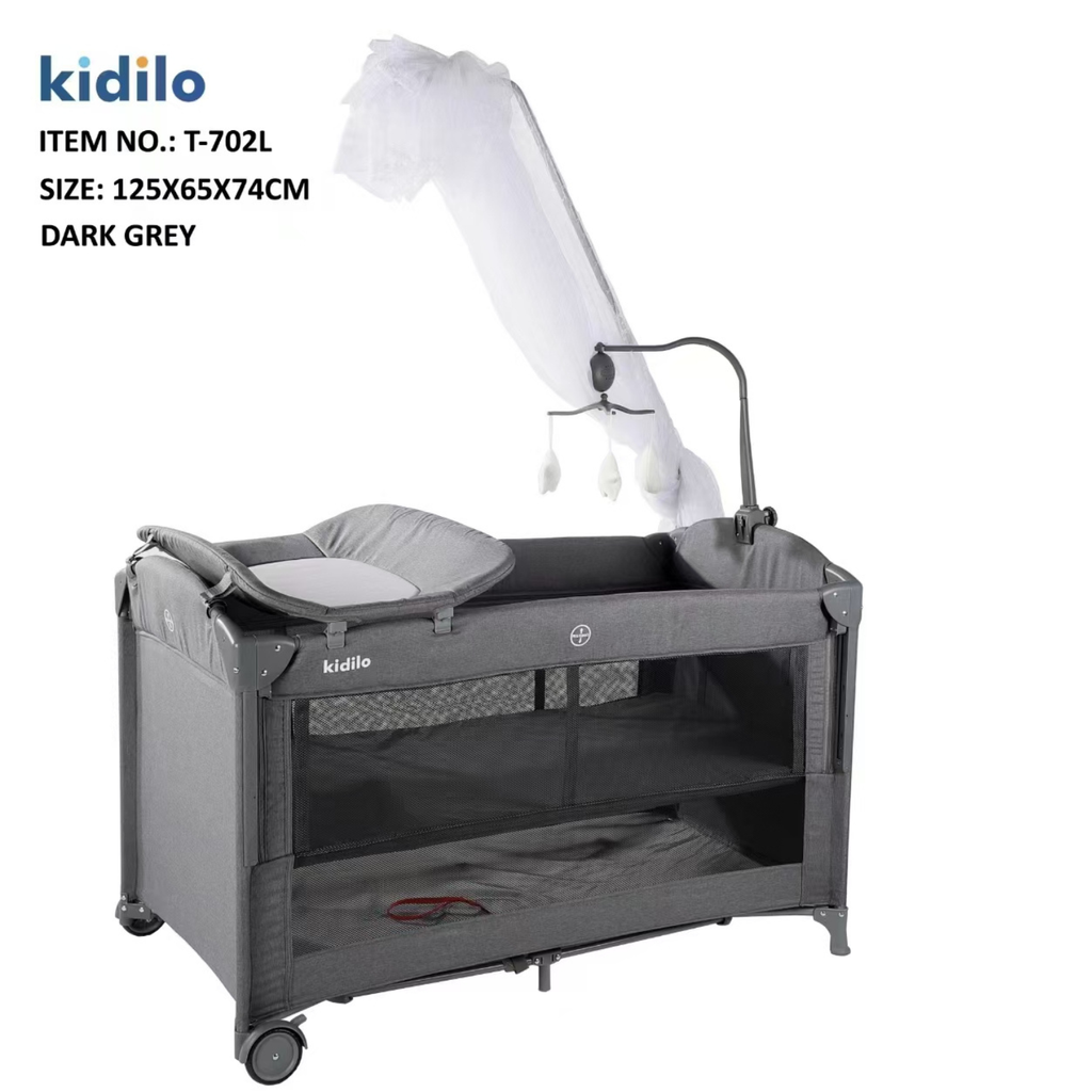 Kidilo Portable Baby Bed | Adjustable Co-Sleeping Bed with Rocking Motion | Foldable Design with Wheels | Breathable Mesh Sides & Washable Fabric | Easy Setup & Storage Basket | Ideal for Newborns