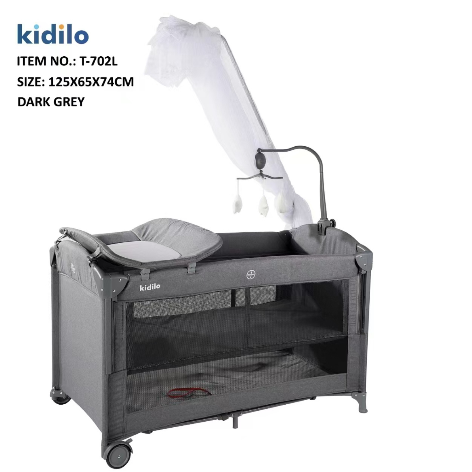 Kidilo Portable Baby Bed | Adjustable Co-Sleeping Bed with Rocking Motion | Foldable Design with Wheels | Breathable Mesh Sides & Washable Fabric | Easy Setup & Storage Basket | Ideal for Newborns