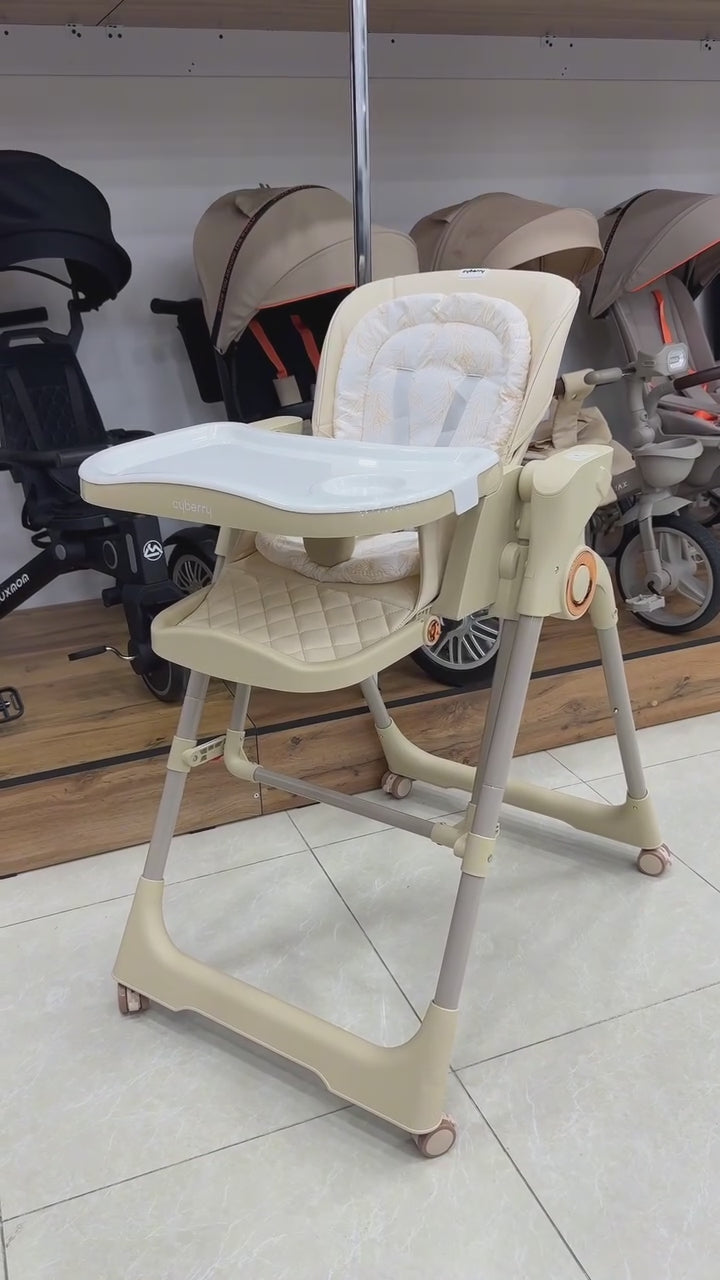 Kidilo KD018 Electric Baby High Chair & Rocking Swing | Bluetooth Music, Remote Control & Control Panel | Detachable Feeding Tray | Adjustable Recline | 5-Point Harness | Foldable Design | Lockable Wheels